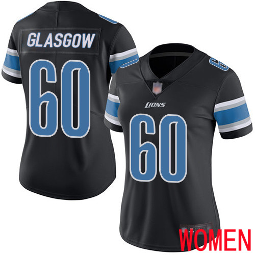 Detroit Lions Limited Black Women Graham Glasgow Jersey NFL Football #60 Rush Vapor Untouchable->women nfl jersey->Women Jersey